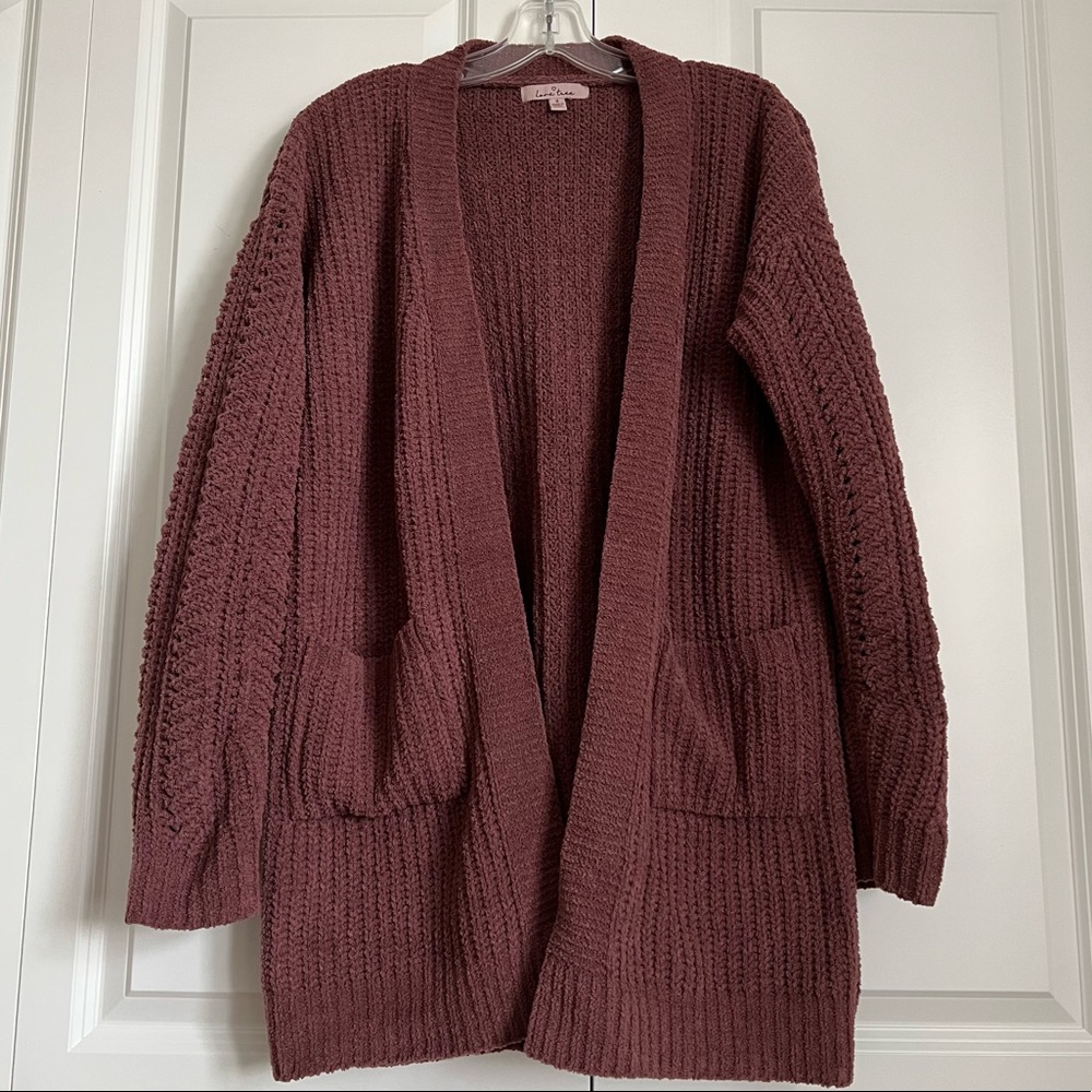 Love Tree Dusty Mauve Pink Chenille Chunky Knit Longsleeve Cardigan Size M